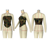 Camouflage Zipper Bralette Top CH-23043