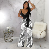 Sexy Print Deep V Neck Sling Jumpsuit YF-10480