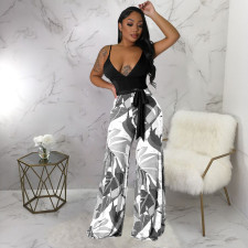 Sexy Print Deep V Neck Sling Jumpsuit YF-10480