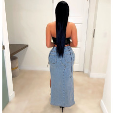 Fashion Denim Split Irregular Skirt OD-8552