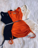 Solid Color Vest And Drawstring Skirt Two Piece Set FSL-F208