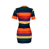 Colorful Cartoon Print Short Sleeve Mini Dress ML-7518