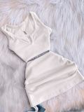 Solid Color Vest And Drawstring Skirt Two Piece Set FSL-F208