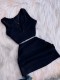 Solid Color Vest And Drawstring Skirt Two Piece Set FSL-F208