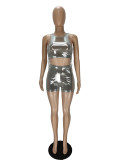 Solid Sleeveless Bandage Hollow Out Two Piece Set NM-8811