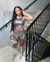 Solid Sleeveless Bandage Hollow Out Two Piece Set NM-8811