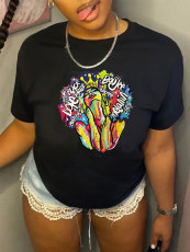 Plus Size Cartoon Character Printing T-shirt SXF-30412