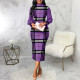 Print Long Sleeve Slim Midi Dress SMR-11909