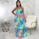 Sleeveless V Neck Sling Print Maxi Dress SMR-11203