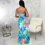 Sleeveless V Neck Sling Print Maxi Dress SMR-11203