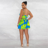 Plus Size Fashion Print Long Sleeve Coats Three Piece Set NY-10458