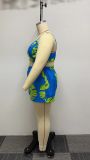 Plus Size Fashion Print Long Sleeve Coats Three Piece Set NY-10458