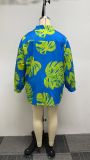 Plus Size Fashion Print Long Sleeve Coats Three Piece Set NY-10458
