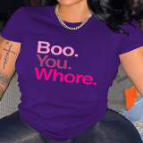 Plus Size Letter Print Short Sleeve T Shirt SXF-30415