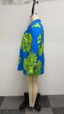 Plus Size Fashion Print Long Sleeve Coats Three Piece Set NY-10458