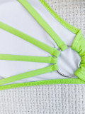 Solid Color Single Shoulder Bikinis Two Piece CASF-6568