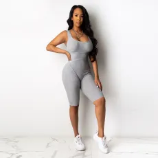 Solid Color Sleeveless Slim Romper BN-9301