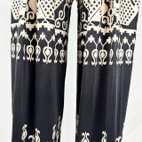 Print Sleeveless Bodysuit And Wide Leg Pant 2 Piece Set SHD-9423