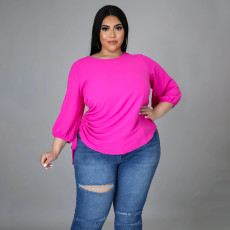 Plus Size Solid Drawstring Tops HNIF-3001