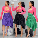Fashion Drawstring Pleated Irregular Skirt WPF-80948