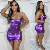 Wrap Chest Solid Color Mini Dress BN-9425