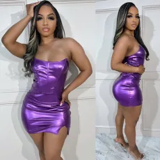 Wrap Chest Solid Color Mini Dress BN-9425