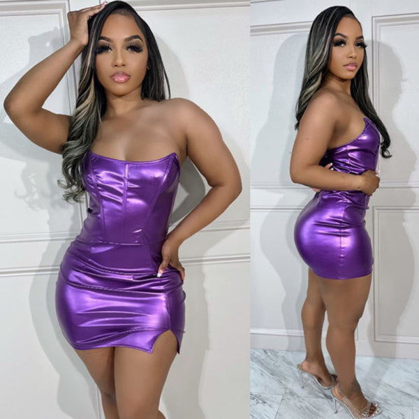Wrap Chest Solid Color Mini Dress BN-9425