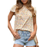 Floral Pattern Print Ruffle Sleeve Top SHD-9414