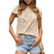 Floral Pattern Print Ruffle Sleeve Top SHD-9414