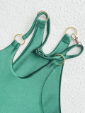 Solid Hollow Out Bandage One Piece Swimsuit CASF-6557