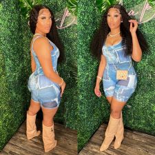 Fashion Print Sleeveless Romper JH-334