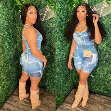 Fashion Print Sleeveless Romper JH-334