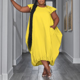 Plus Size Solid Color Loose Maxi Dress NNWF-7834