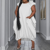 Plus Size Solid Color Loose Maxi Dress NNWF-7834