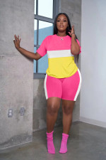 Contrast Color Splicing Sport Two Piece Set LM-8358