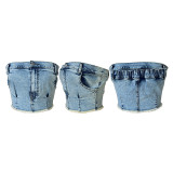 Sexy Denim Wrap Chest Crop Top CH-23042