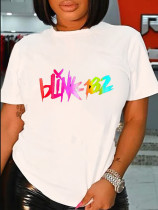 Plus Size Casual Letter Print T Shirt SXF-30425