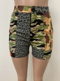 Camo Print Patchwork Slim Short LSD-83218
