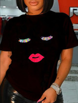 Plus Size Print O Neck T Shirt SXF-30418