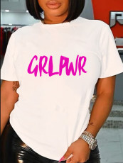 Plus Size Letter Print Short Sleeve T Shirt SXF-30427