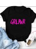 Plus Size Letter Print Short Sleeve T Shirt SXF-30427