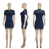 Short Sleeve Mesh Dress And Sling Dress Two Piece Set ME-8347