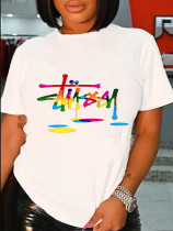 Plus Size O Neck Print T Shirt SXF-30421