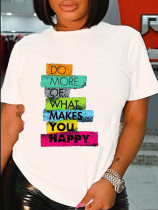 Plus Size Letter Print Short Sleeve T Shirt SXF-30419