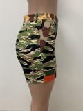 Camo Print Patchwork Slim Short LSD-83218