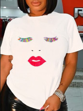 Plus Size Print O Neck T Shirt SXF-30418