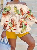 Plus Size Print Loose Off Shoulder Two Piece Set SH-390499