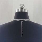 Double Layer Shiny Rhinestone Cross Pendant Necklace Choker BYCF-2224