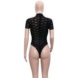 Mesh See Through Patchwork Club Bodysuit SH-390507