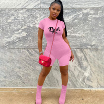 PINK Letter Print Zipper Romper YIM-332